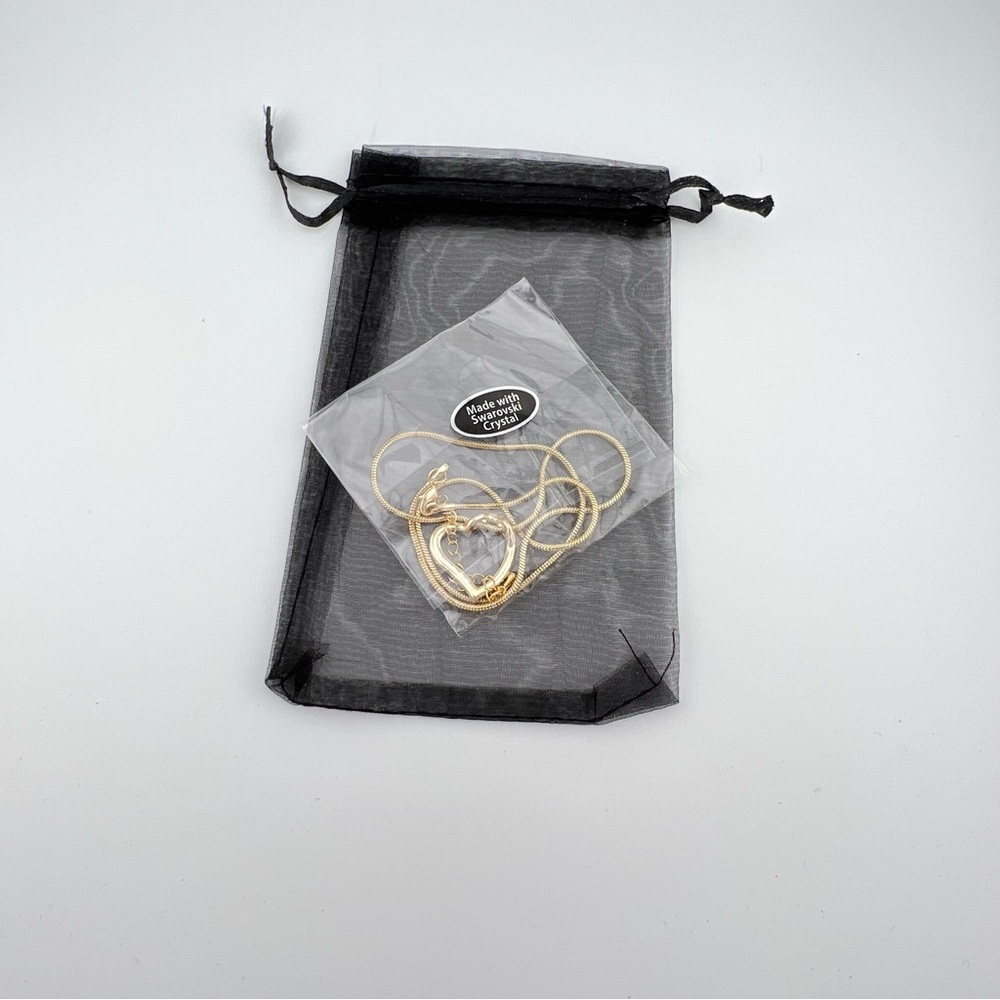 Swarovski Crystal Open Heart Gold Necklace - Picture 6 of 8